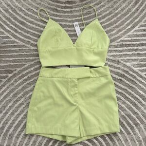 House of Harlow 1960 Lime Green Two-Piece Set